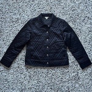 Christopher & Banks Women’s Diamond Quilted Jacket Lightweight Collar Black Sz S